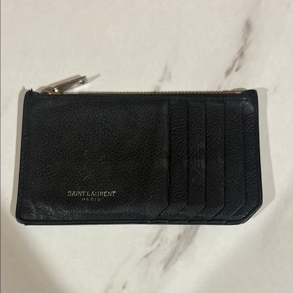 Saint Laurent Black Leather Card Wallet